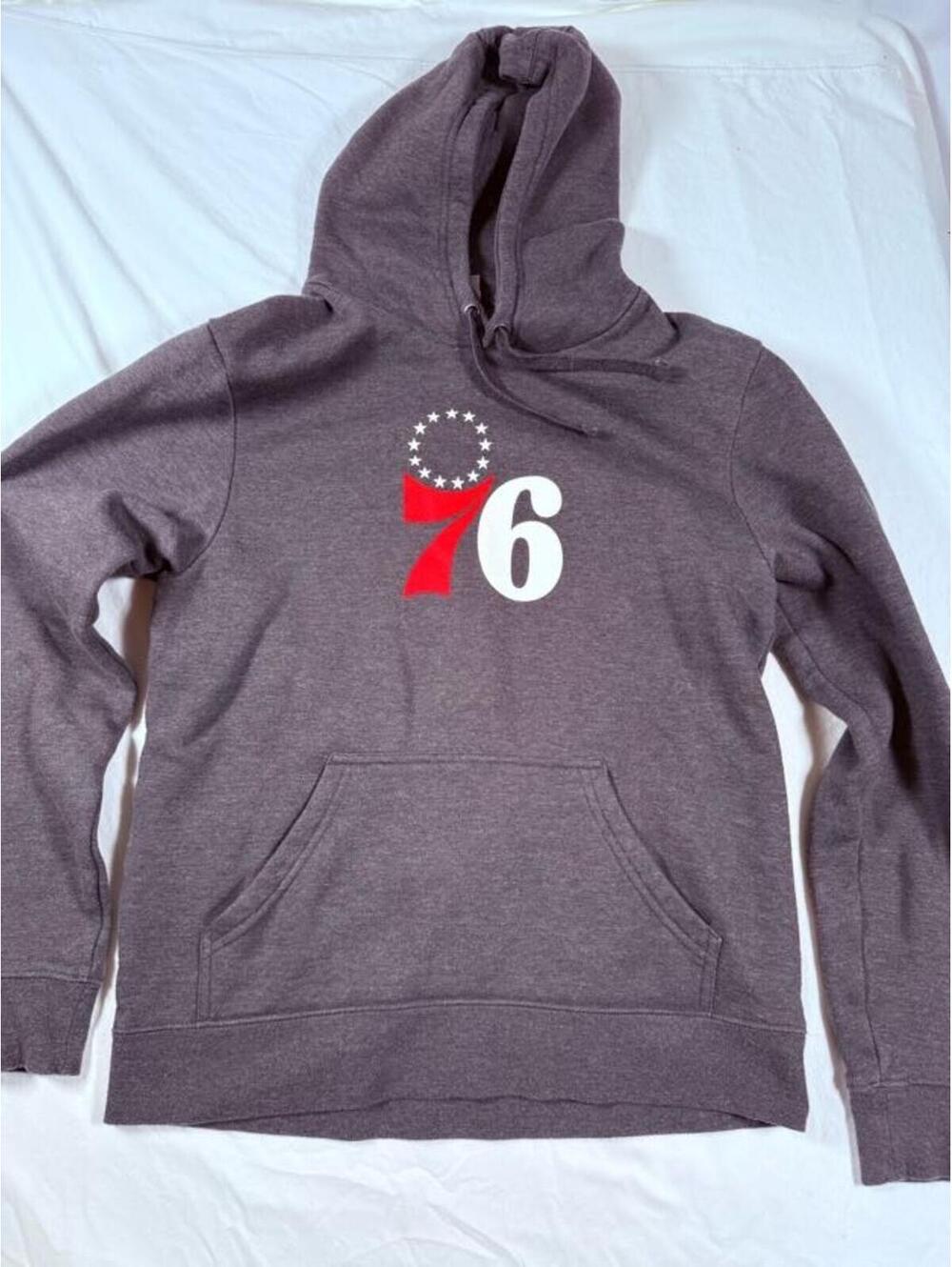 NBA Brown Hoodie with 76 Logo and Stars Design Medium